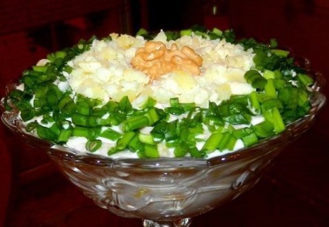 Рецепт &#151;  Салат с кальмарами и шампиньонами