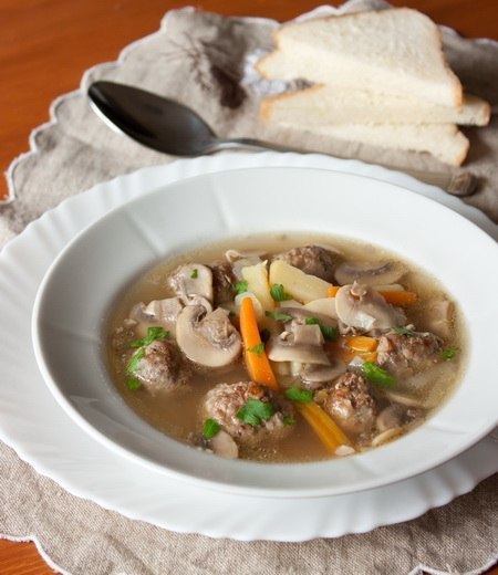 Рецепт - Суп с грибами и фрикадельками