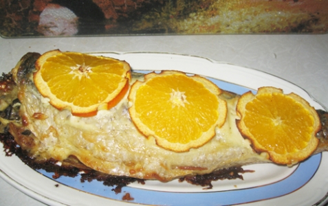 Рыба с грибами и апельсинами - рецепт