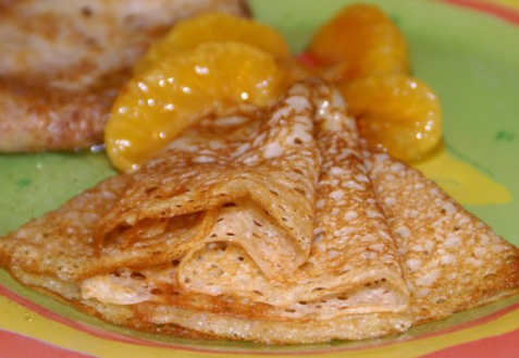 Рецепт - Пивные блинчики с мандаринами в карамели